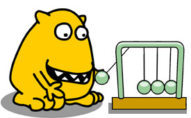 Busy Things yellow monster using a pendulum