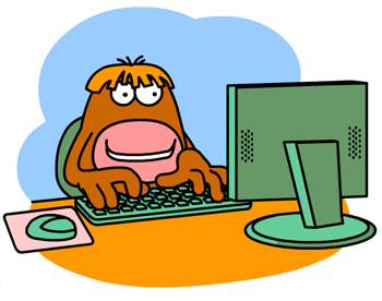 Busy Things monkey learning programming at the computer Busy Things monkey learning programming at the computer