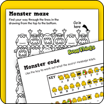 Summer activity pack: Monster maze and Monster crack the code