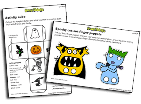 Halloween activity cube and finger puppets