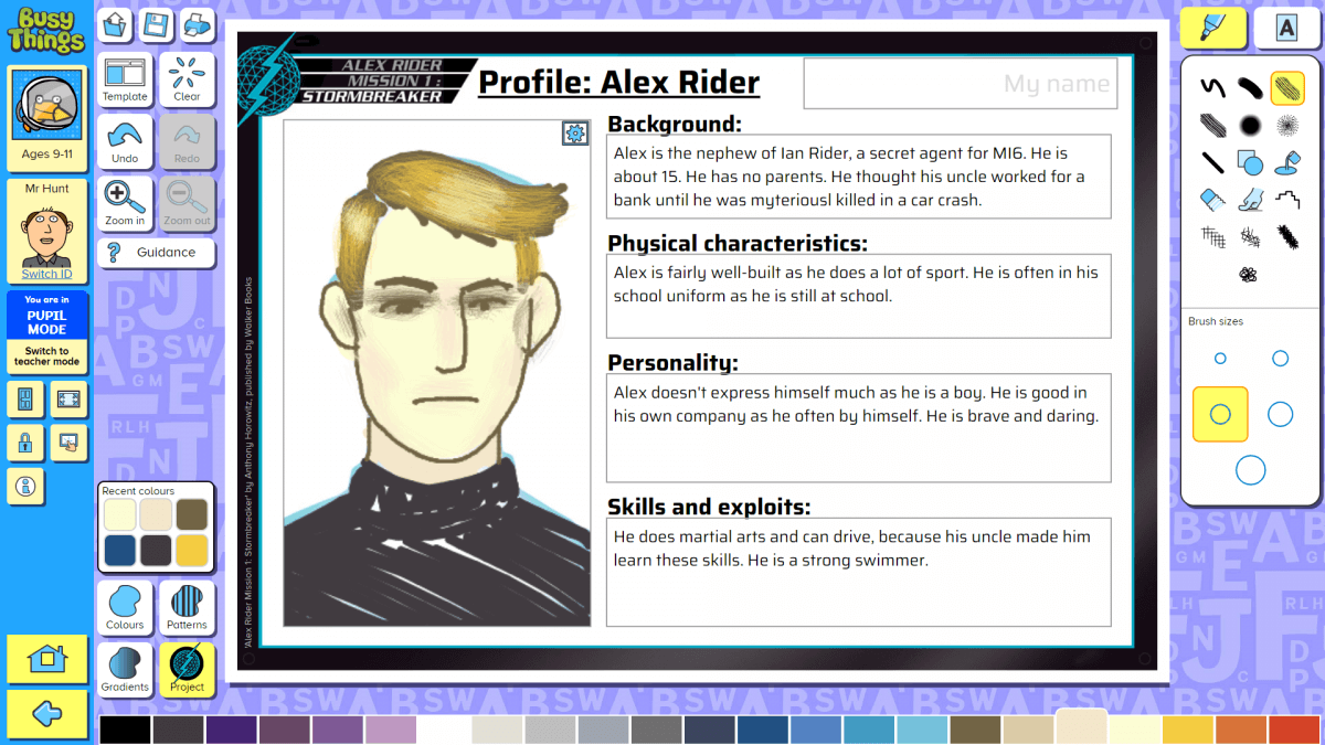 Profile including picture and description