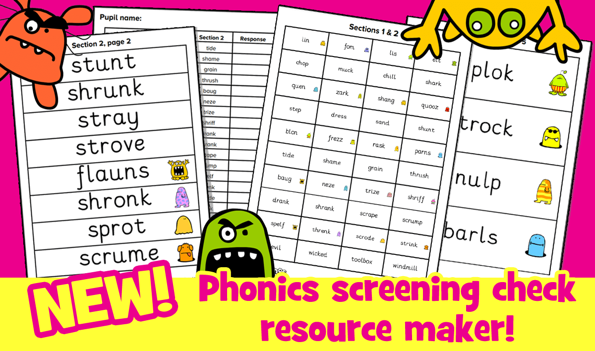 Year 1 Phonics Screening Check Resources Maker