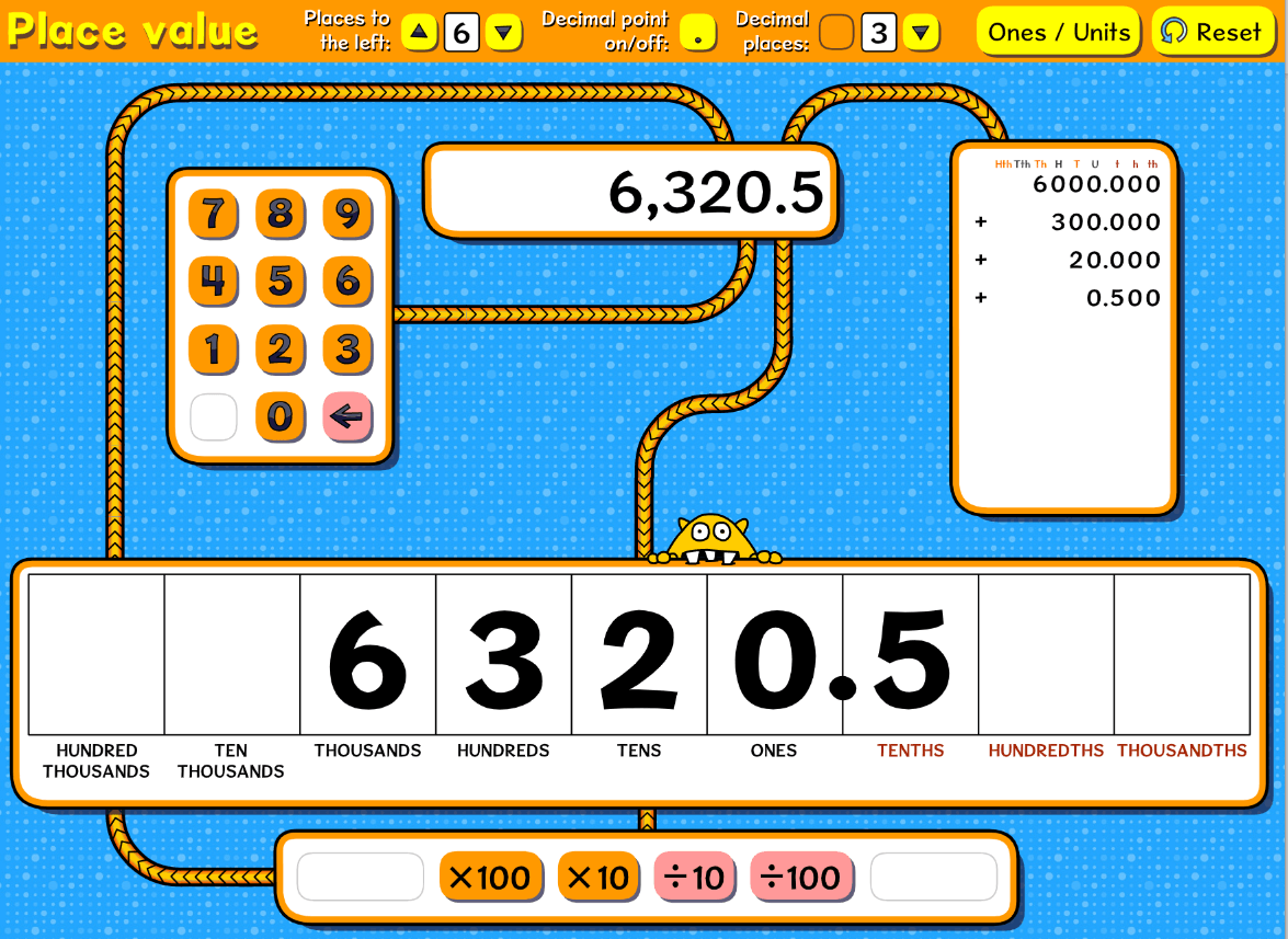 Place value’ widget