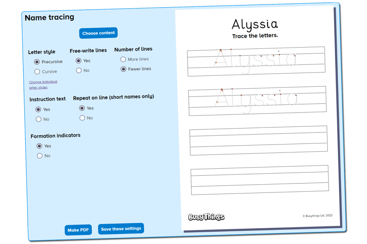 name tracing activity