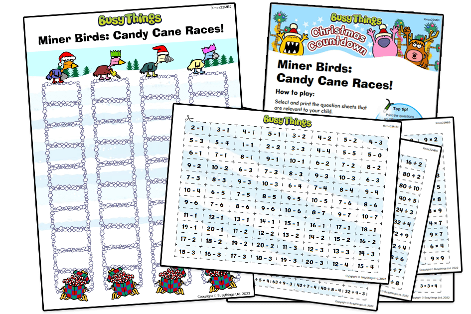 Christmas maths game: Candy cane races