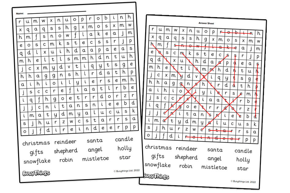 Free Christmas wordsearch