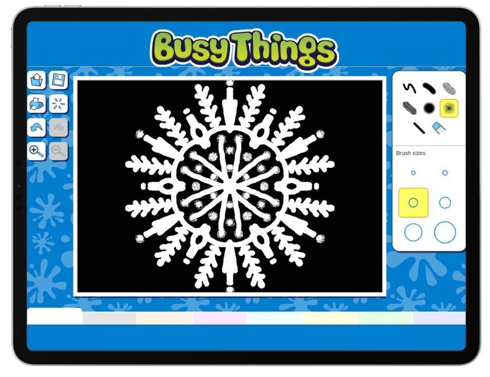 design a snowflake on tablet