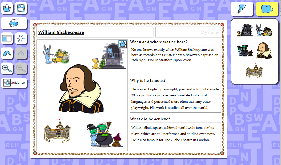 Write about Shakespeare activity