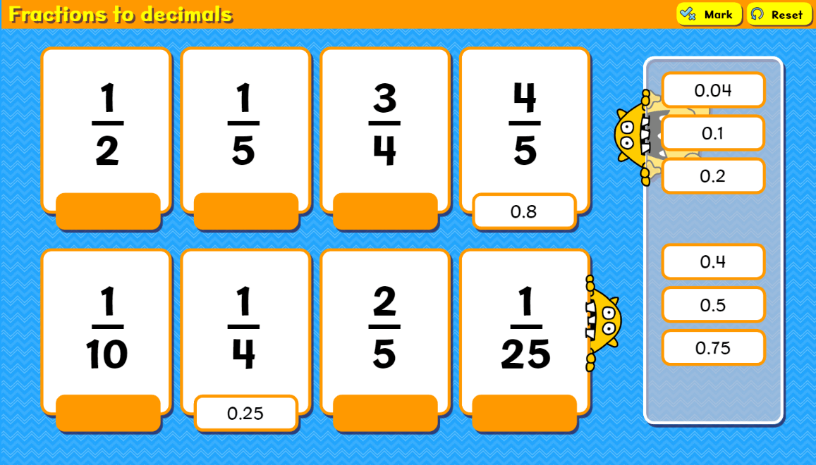 Fractions to decimals