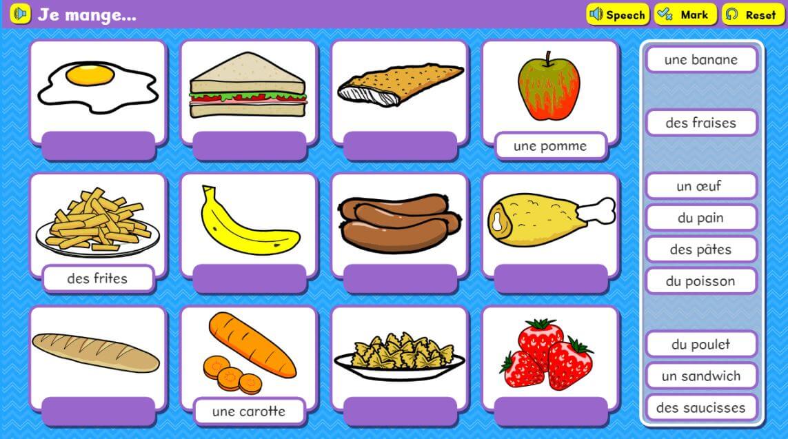 French food activity screenshot