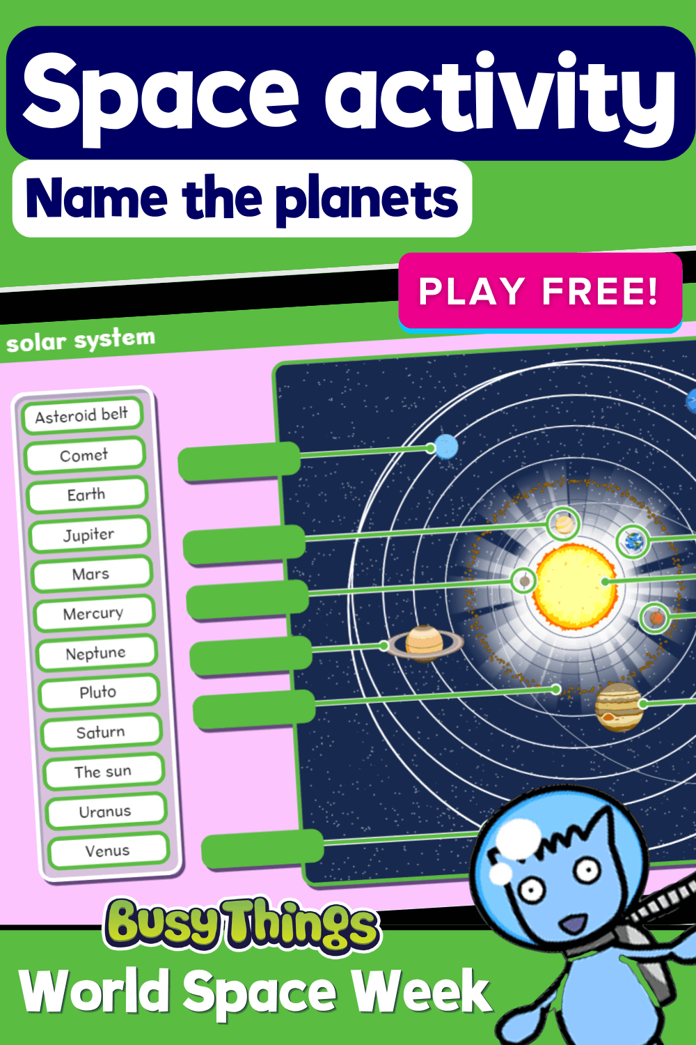 Space activity for kids: name the planets