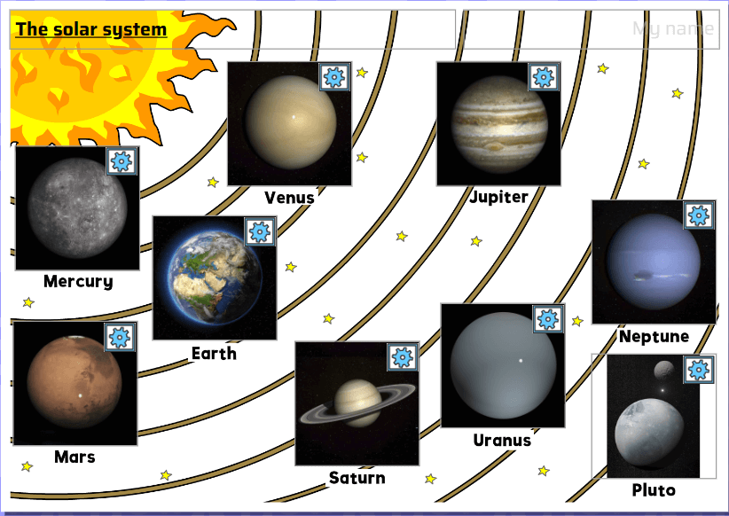 Solar system activity screenshot