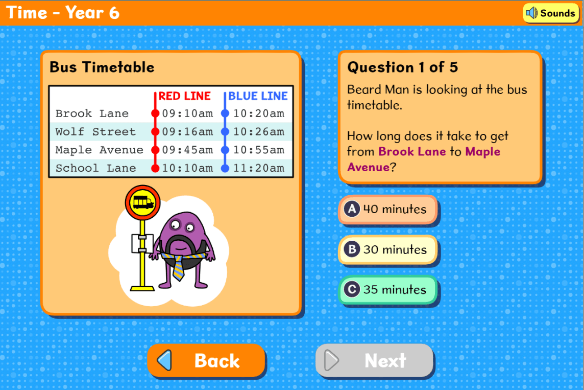 Time quiz screenshot