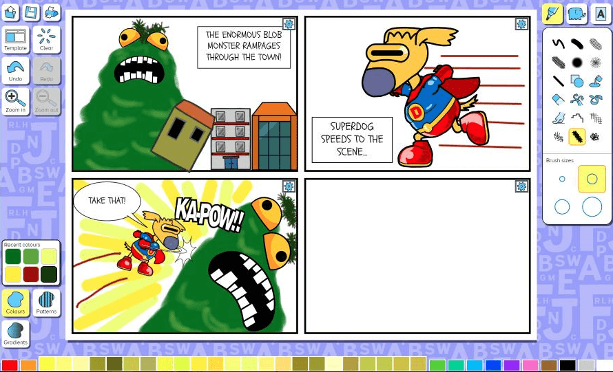 Comic strip activity screenshot