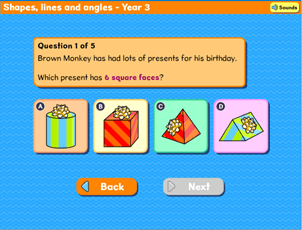 ‘Shapes, lines and angles’ quiz screenshot