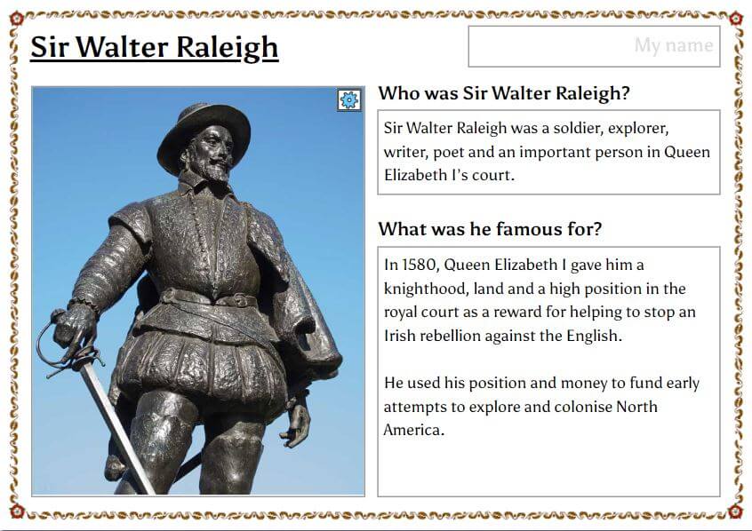 Sir Walter Raleigh activity