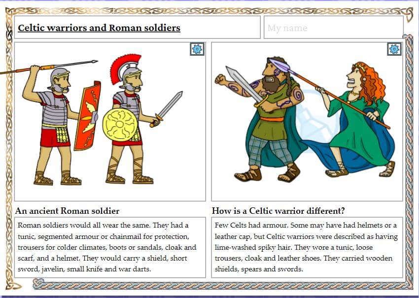 Romans vs Celts activity screenshot