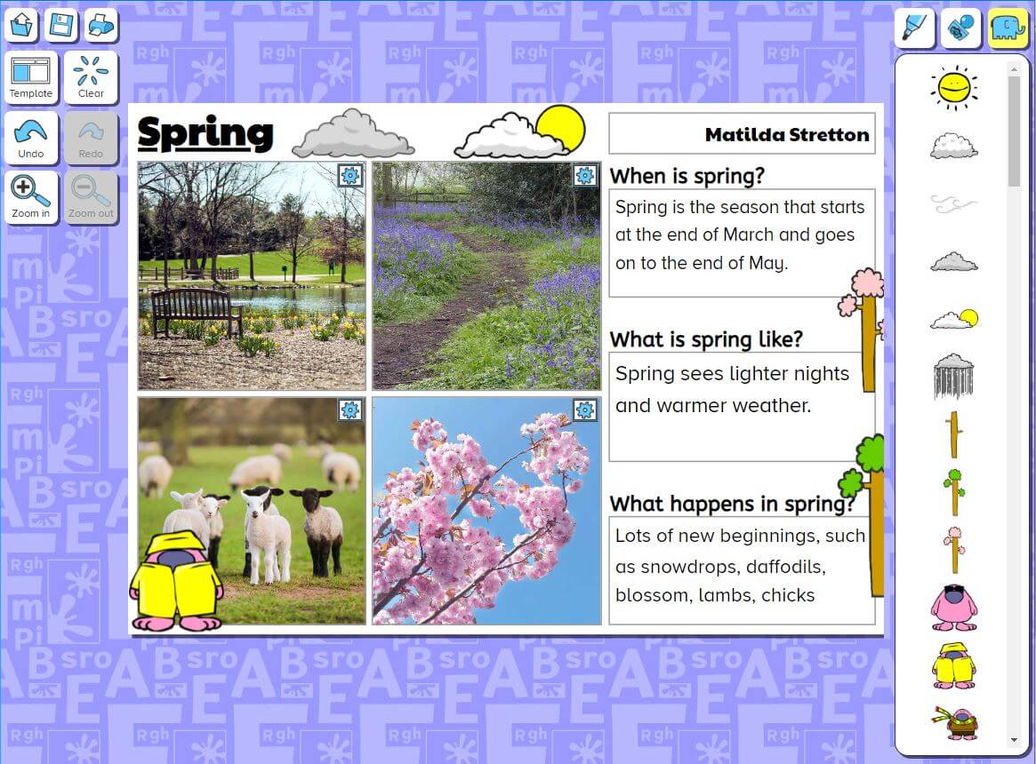 Write about spring activity screenshot