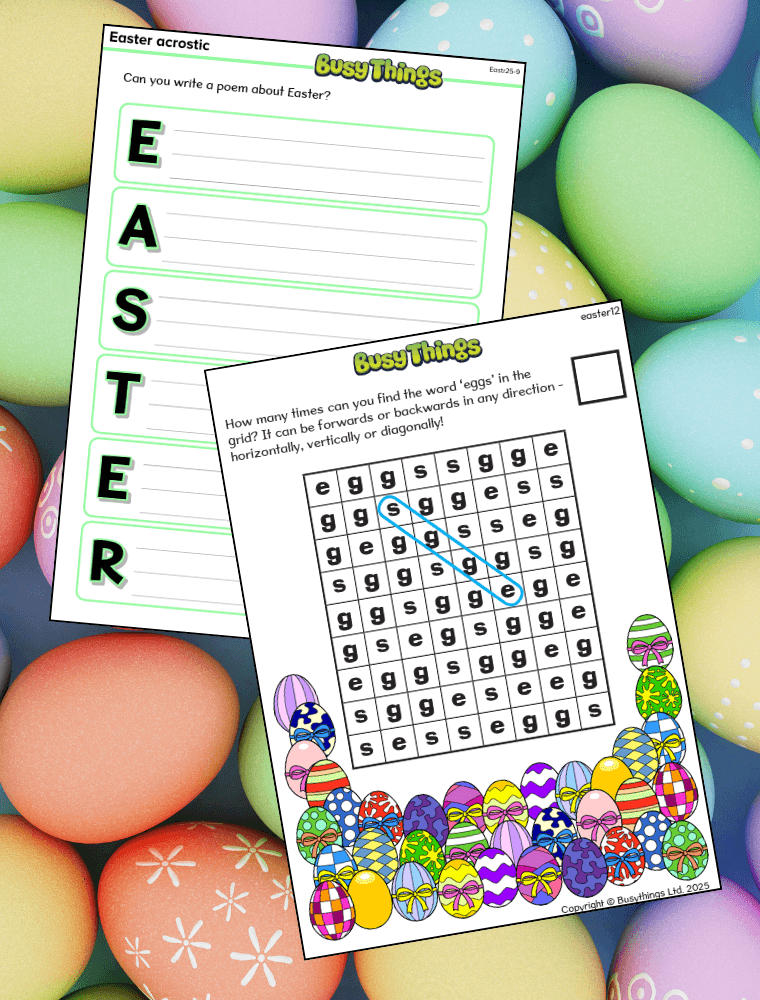 Easter Writing activity and egg wordsearch