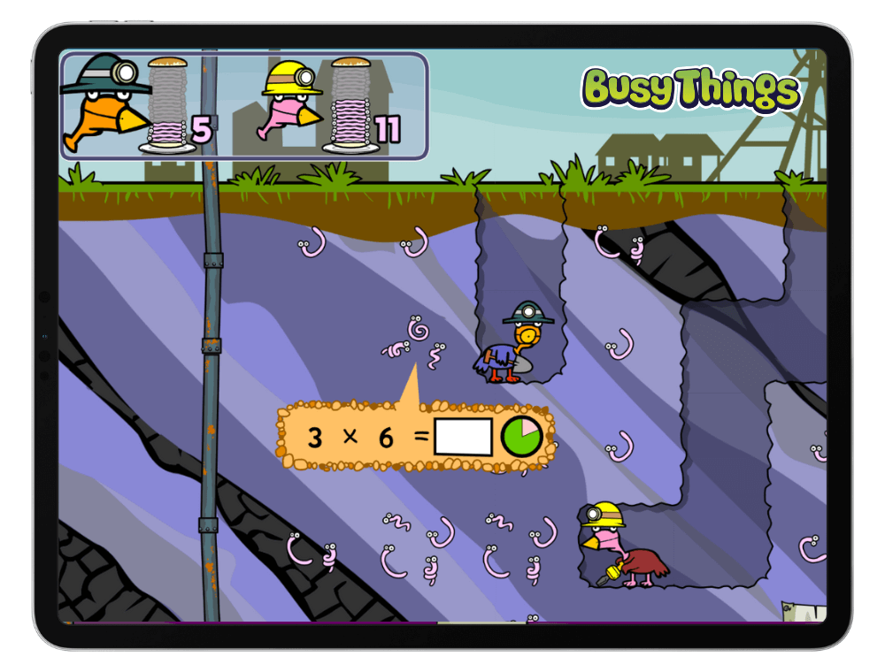 Busy Things Miner Birds Multiplication Game 