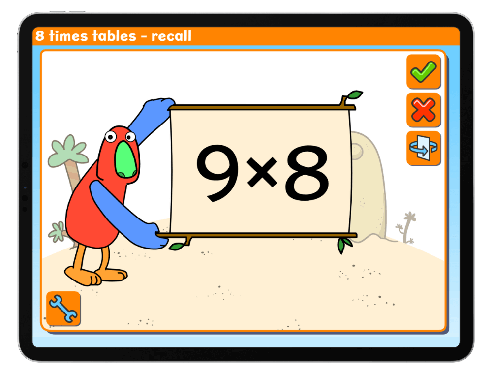 Practise times tables with Busy Things interactive times table flash cards