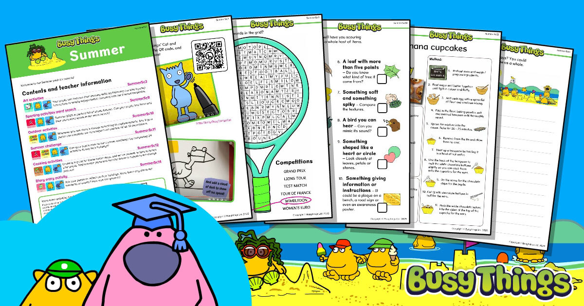 Summer holiday pack showing contents