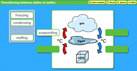 transitioning between states of matter activity screenshot