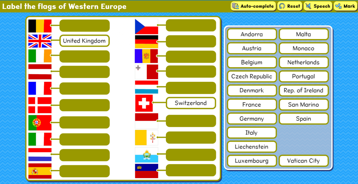 Flags of Western Europe activity screenshot