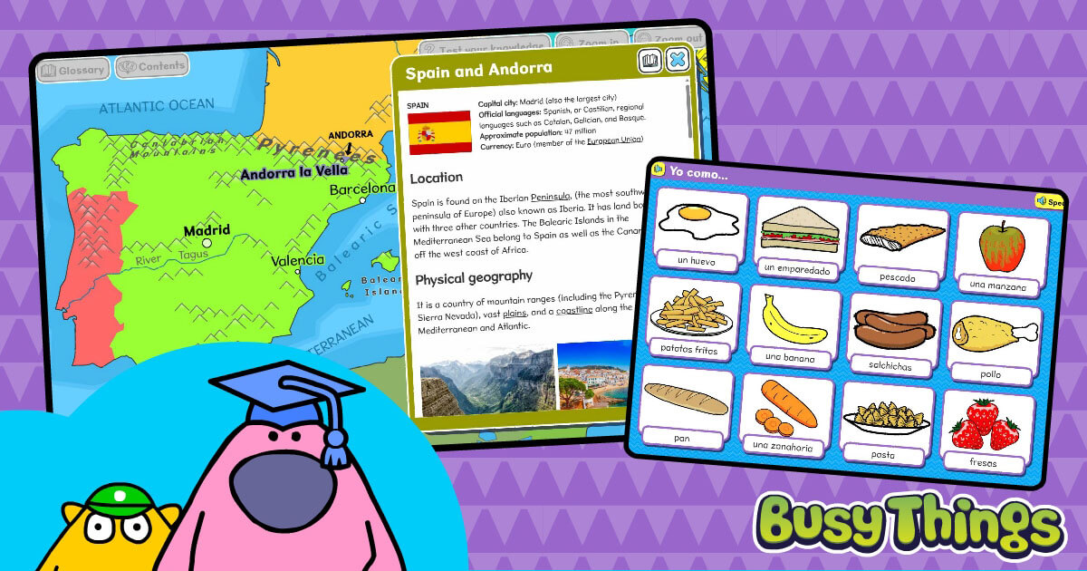 Spanish activities on Busy Things
