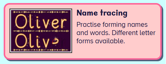 Name Tracing – build confidence recognising and writing their name
